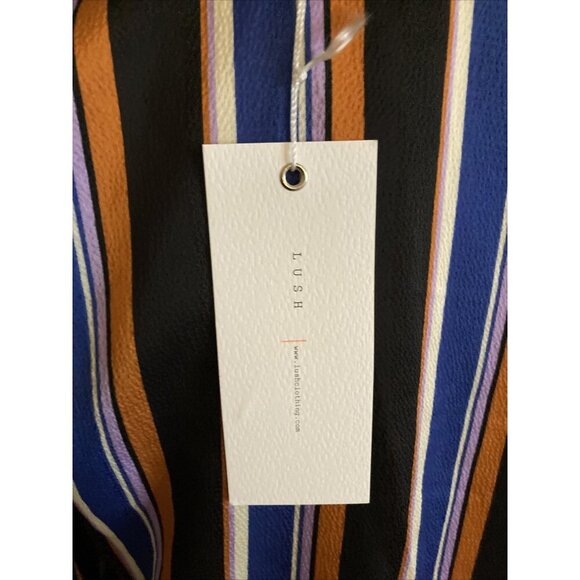 lush striped V-neck blouse Size Small NWT Bold Colors - Picture 4 of 8